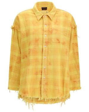 R13 Bicolour Cotton Pattern Shirt - Yellow
