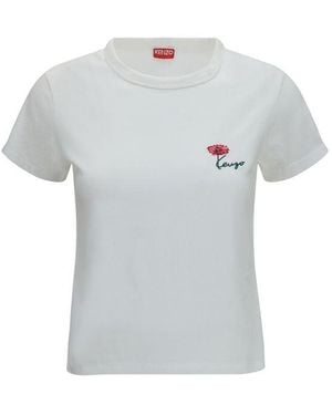 KENZO White Cotton T - Blue