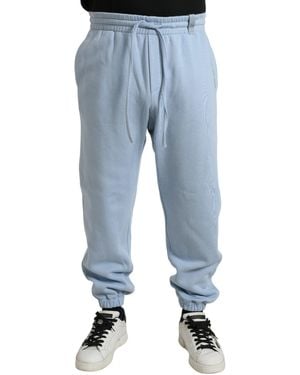 Dolce & Gabbana Elegant Light Cotton Blend Joggers - Blue