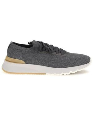 Brunello Cucinelli Blue Cotton Low Top Trainers