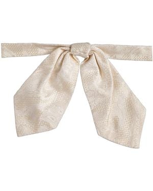 Dolce & Gabbana Men Ivory Paisley Silk Adjustable Neck Papillon Bow Tie - Natural