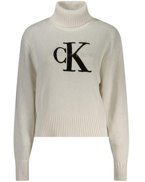Calvin Klein White Cotton Sweater - Gray