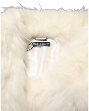 Dolce & Gabbana White Faux Fur Long Sleeves Coat Jacket - Natural