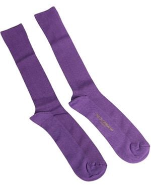 Dolce & Gabbana Purple Cotton Logo Over The Calf Socks