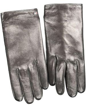 Tommy Hilfiger Black Leather Glove - Grey