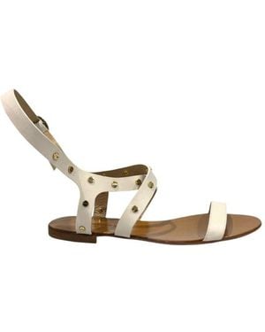 Borbonese White Genuine Leather Sandal - Metallic
