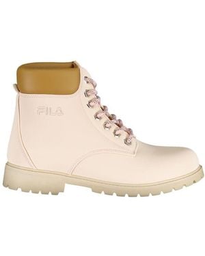 Fila Chic Lace-Up Boots With Embroidery Details - Natural