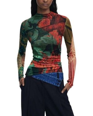 Desigual Bicolor Viscose Long Sleeve T - Black