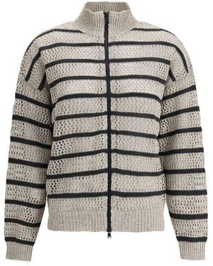 Brunello Cucinelli Open Knit Design Cardigan With Sequins - Multicolor