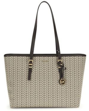 Michael Kors Quinn Large Jacquard Logo Tote Bag - Grey