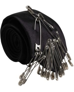 Dolce & Gabbana Safety Pins Silk Adjustable Neckmen's Accessory Tie - Black