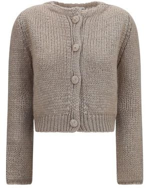 forte_forte Beige Silk Cardigan - Brown