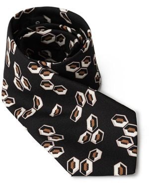 Giorgio Armani Geometric Pattern Silk Tie - Black