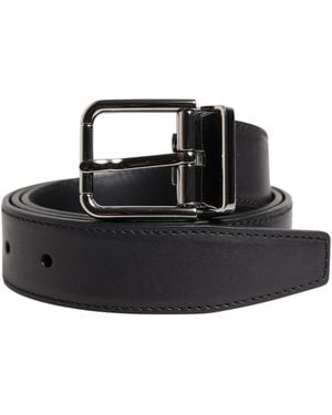 Dolce & Gabbana Classic Calf Leather Buckle Belt - Black
