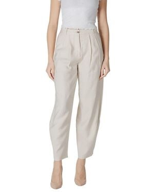 VILA CLOTHES Beige Viscose Casual Trousers - Natural