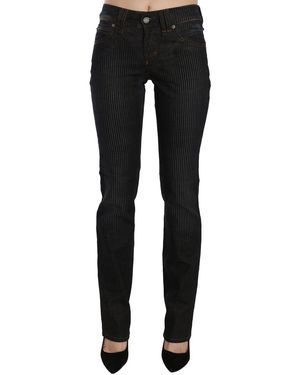 John Galliano Mid Waist Slim Fit Corduroy Denim Casual Trousers - Black
