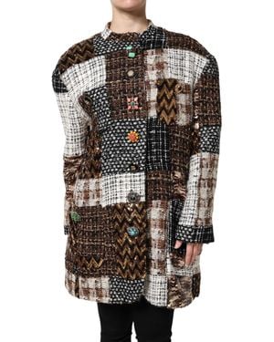 Dolce & Gabbana Multicolor Patchwork Button Down Jacket - Black