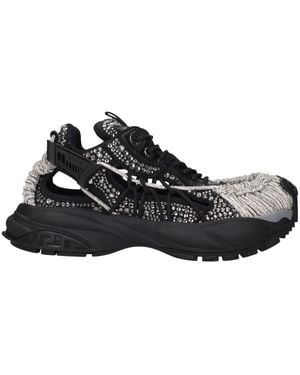 Versace Black Fabric Chunky Sneakers