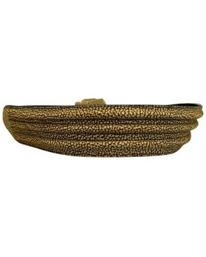 Borbonese Beige Leather Belt - Green