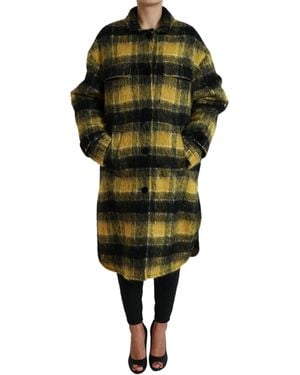 Dolce & Gabbana Yellow Plaid Long Sleeve Casual Coat Jacket - Green