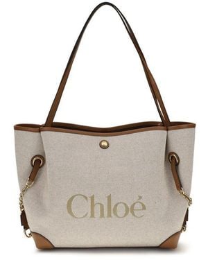 Chloé Beige Cotton Shoulder Bag - Multicolour
