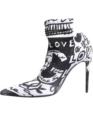 Dolce & Gabbana Graffiti Stretch Ankle Boots Shoes Elastane Polyester - Black