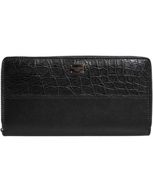 Dolce & Gabbana Exquisite Green Ostrich Leather Continental Wallet - Black