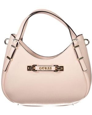 Guess Polyethylene Handbag With Adjustable Strap And Secure Zip Closure - Pink