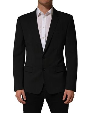 Dolce & Gabbana Dark Grey Martini Men Single Breasted Jacket - Black