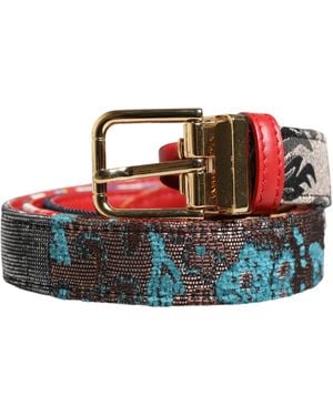 Dolce & Gabbana Floral Jacquard Metal Buckle Belt - Red