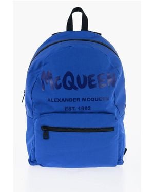 McQueen Metropolitan Backpack With Printed Ton - Blue