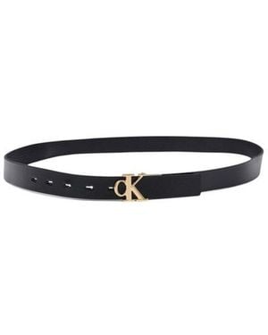 Calvin Klein Black Leather Regular Belt - Multicolour