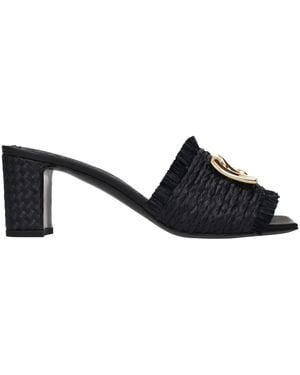 Dolce & Gabbana Black Raffia Platform Sandals