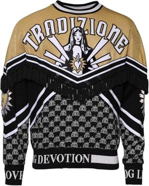 Dolce & Gabbana Multicolor Tradizione E Devotion Sweatshirt Sweater - Gray