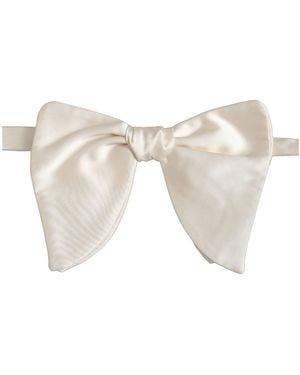 Dolce & Gabbana Silk Adjustable Neck Papillon Bow Tie - Natural