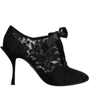 Dolce & Gabbana Black Floral High Heels Lace