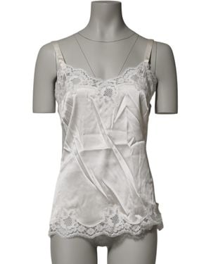 Dolce & Gabbana Silk Lace Trim Camisole - Grey
