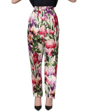 Dolce & Gabbana Multicolour Floral Print Tapered Trouser Trousers