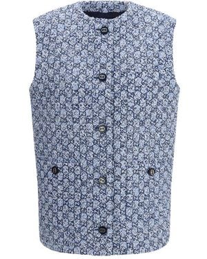 Gucci Blue Cotton Sleeveless Jacket
