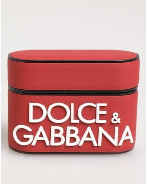 Dolce & Gabbana Silicone Embossed Logo Accessory Airpods Case And Pvc Polycarbonate Rubber - Red
