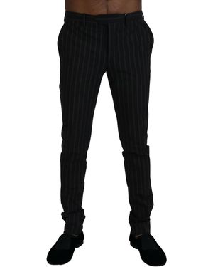 Bencivenga Elegant Striped Viscose Dress Pants For - Black