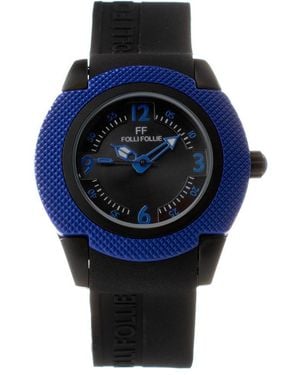 Folli Follie Black Silicone Watch - Blue