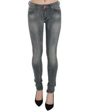 Plein Sud Blue Washed Low Waist Slim Fit Skinny Denim Casual Jeans - Black