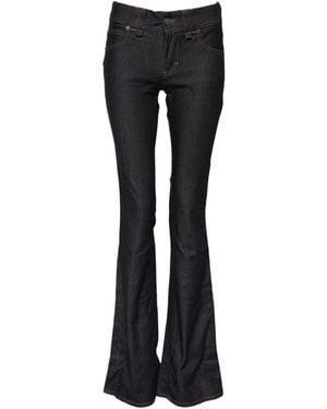 John Galliano Blue Mid Waist Cotton Wide Leg Denim Jeans - Black