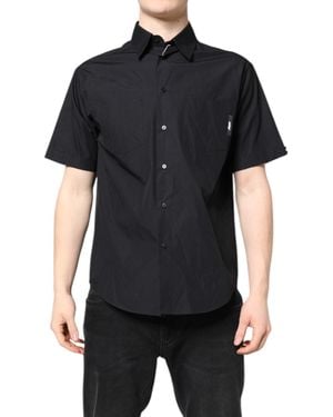 MSGM Printed Short Sleeves Collared Casual Shirt - Black
