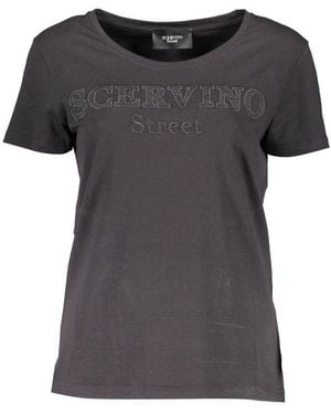 Tシャツ・カットソー ERMANNO SCERVINO KNIT AND LACE SLEEVELESS TOP Ermanno Scervino Knit T-Shirt with Lace in Black