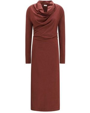 Brunello Cucinelli Bordeaux Wool Oves Aries Casual Dress - Red