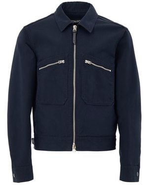 Tom Ford Cotton Shell Jacket - Blue
