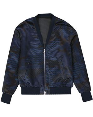 Neil Barrett Bomber Jacket With Ribbed Cuffs - Blue