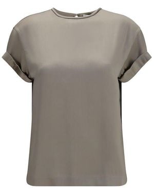 Brunello Cucinelli Beige Elastane Blouse - Gray